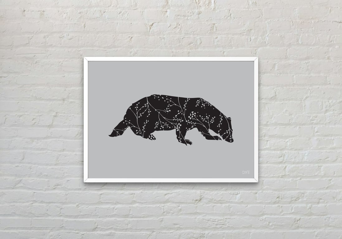 Woodland Badger A4 Art Print