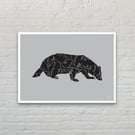Woodland Badger A4 Art Print