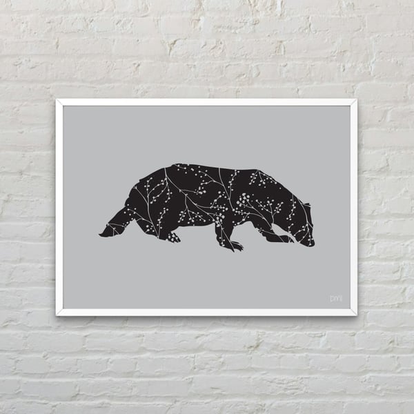 Woodland Badger A4 Art Print