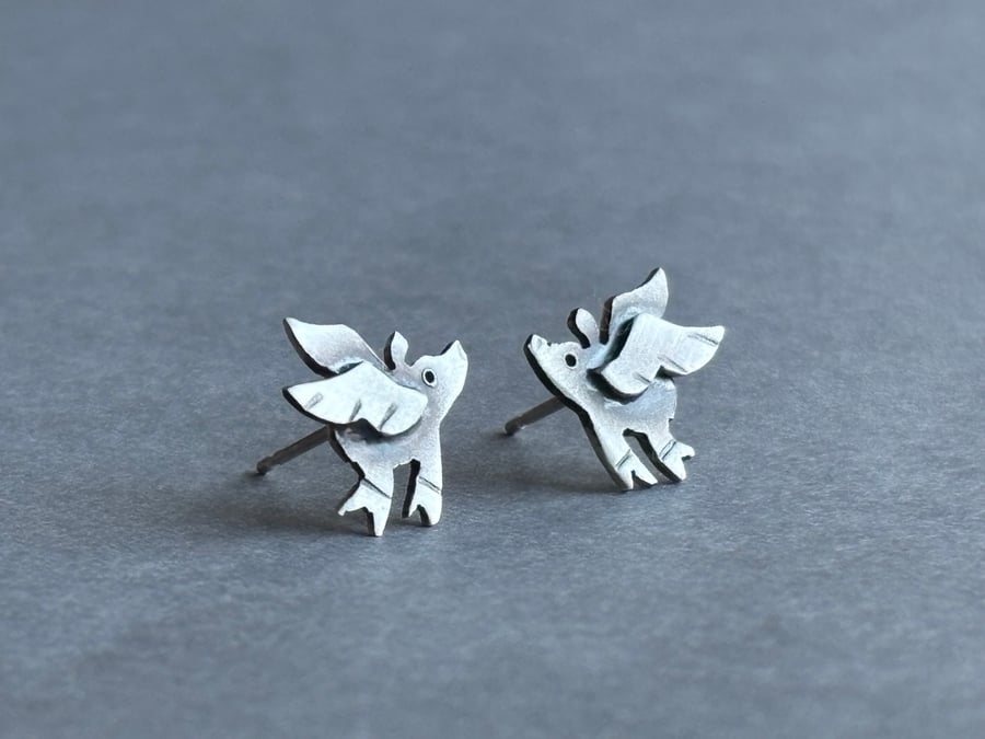 Pigs might fly silver studs