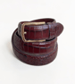Burgundy Full Grain Crocodile Embossed Belt Gold-Tone Buckle Mens Belt 38mm - Image 8