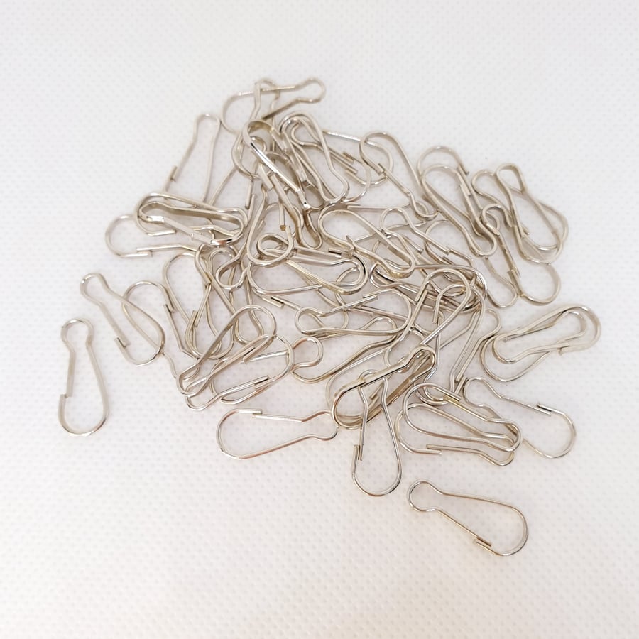 50 Pcs Snap Hook Silver Spring Clip Small Carabiner 20mm Metal Clasp Lanyard 