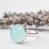 Sea green agate cabochon ring