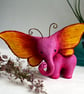 Pink Butterfly Elephant - Colourful and whimsical little sculpture