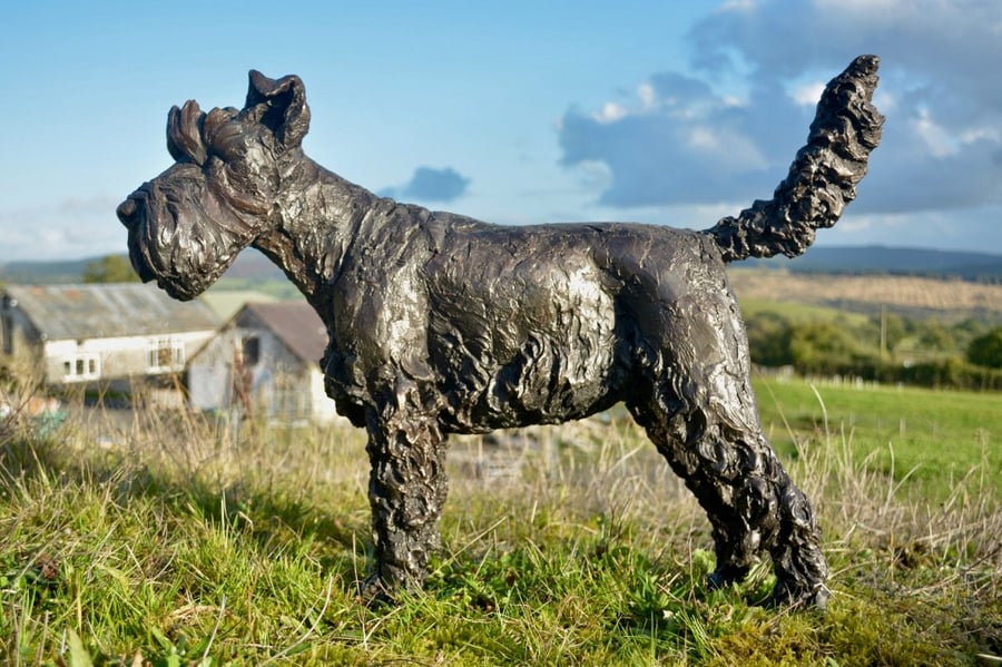 Standing Schnauzer Statue Large Bronze Resin Garden Sculpture