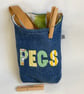 Denim Peg Bag with appliqué decoration. Over-the-shoulder design - Image 1