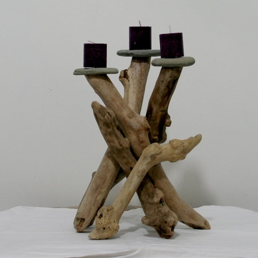 DRIFTWOOD CANDLE HOLDER CORNISH DRIFTWOOD ART,... Folksy