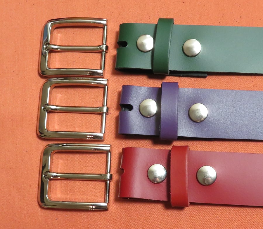 Made to measure leather belts with press stud ends so you can change the buckle