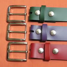 Made to measure leather belts with press stud ends so you can change the buckle