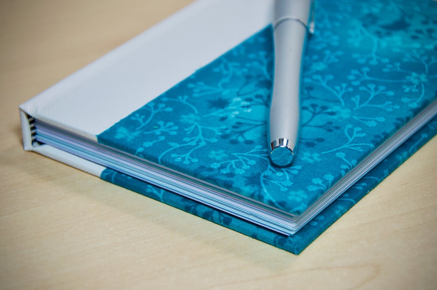 A6 Quarter-bound Hardback Notebook with flower pattern cover