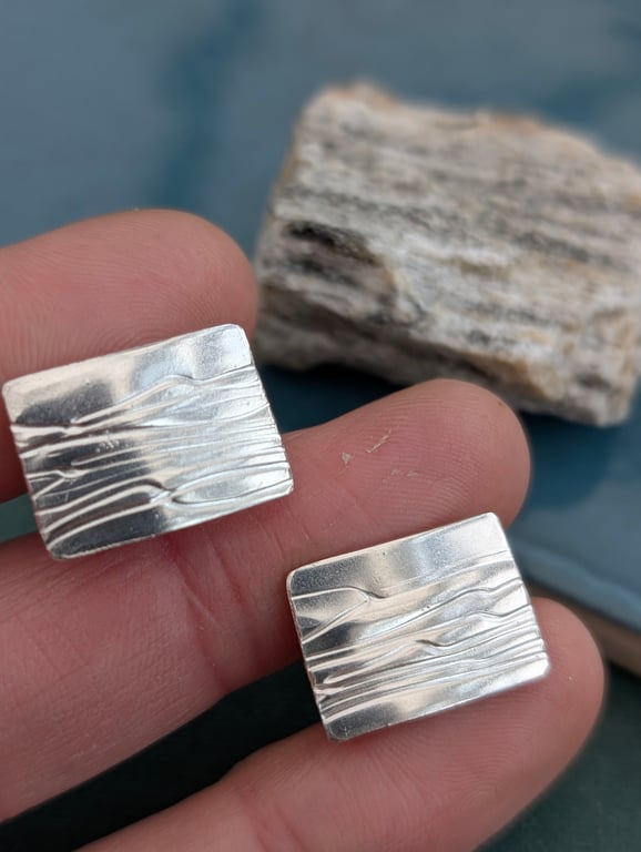 Perfectly Imperfect - Handmade Silver Wave Cufflinks