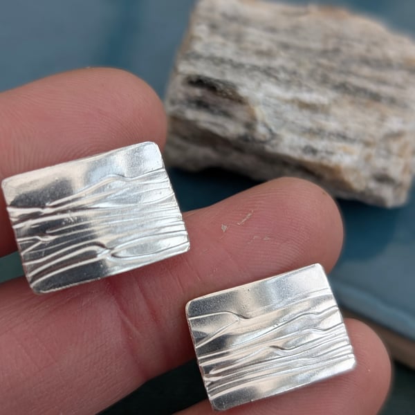 Perfectly Imperfect - Handmade Silver Wave Cufflinks