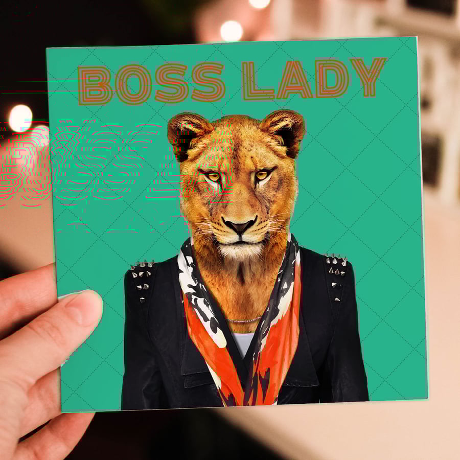 Lioness birthday, new job card: Boss Lady