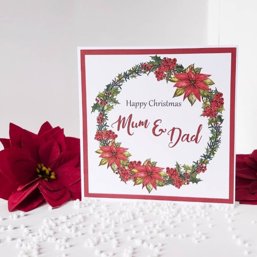 Mum and dad Christmas card, Christmas card for mum and dad, Christmas card for p