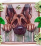 German Shepherd Dog - Hand Crafted Decoupage Greeting Card - Blank (3097)