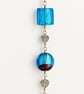 Blue and Purple Beaded Hanging Decoration with Silver Filigree Heart - Image 3