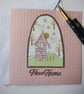 New Home Card - Pink House with woodland scene and knitted effect embossed card - Image 7