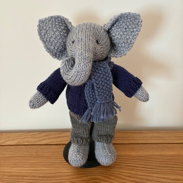 Knitted Blue Elephant