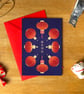 Lunar New Year Greetings Card – Red Lantern Night Sky Design with Red Envelope