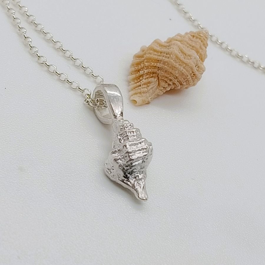 Solid silver welk shell necklace recycled sterling silver hallmarked gift wrappe