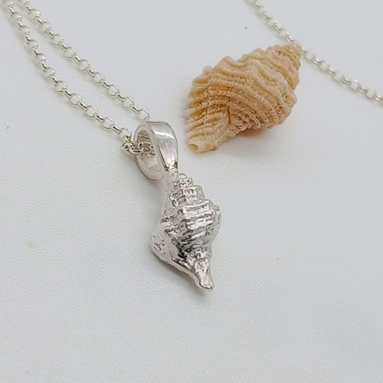 Solid silver welk shell necklace recycled sterling silver hallmarked gift wrappe