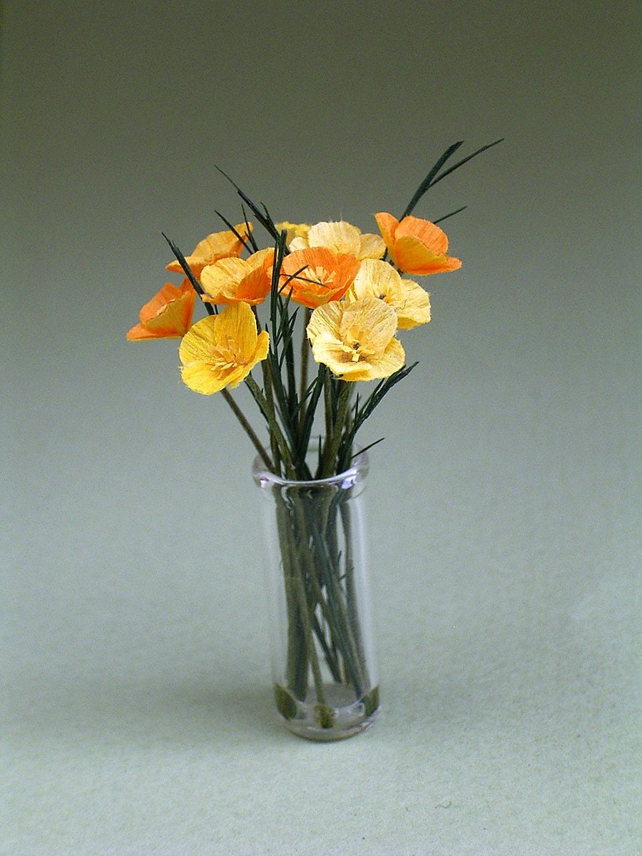 DIY Californian Poppy Paper Flower Kit for 12th scale Dollhouses