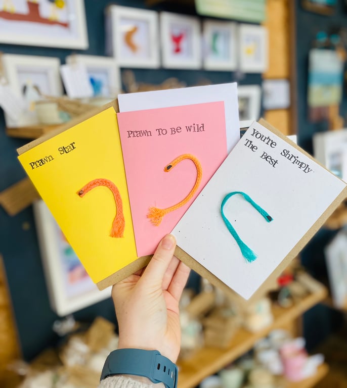 Beach Waste Greetings Cards set of 3 - Shrimps & Prawns