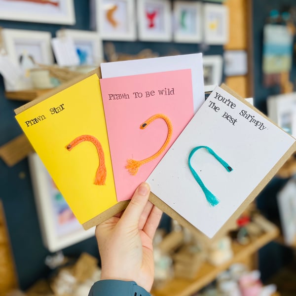 Beach Waste Greetings Cards set of 3 - Shrimps & Prawns
