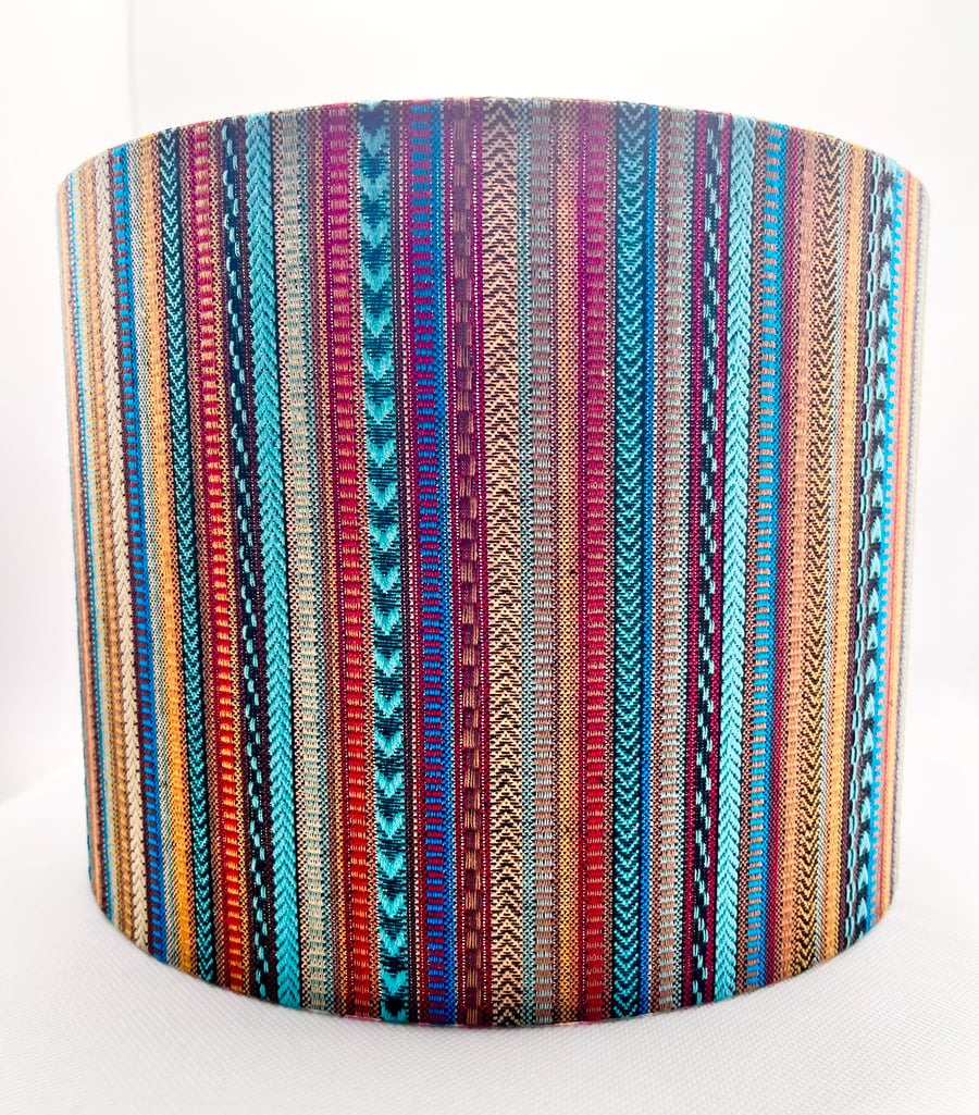 Handmade Aztec Style Striped Bohemian Fabric Lampshade