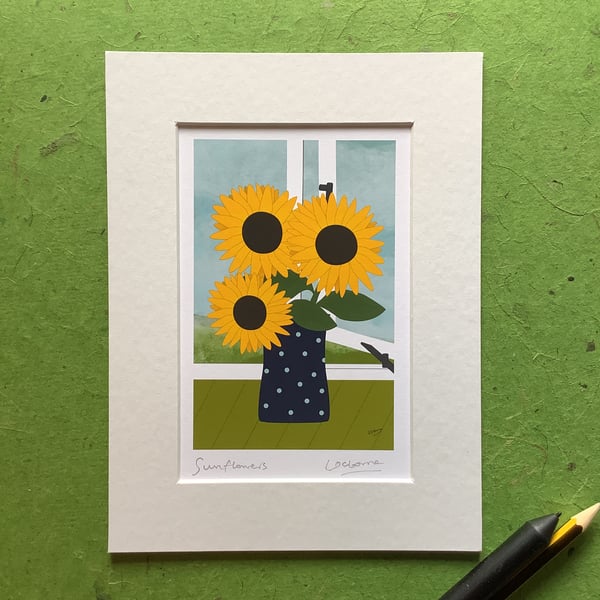 Sunflowers - signed print from illustration of flowers