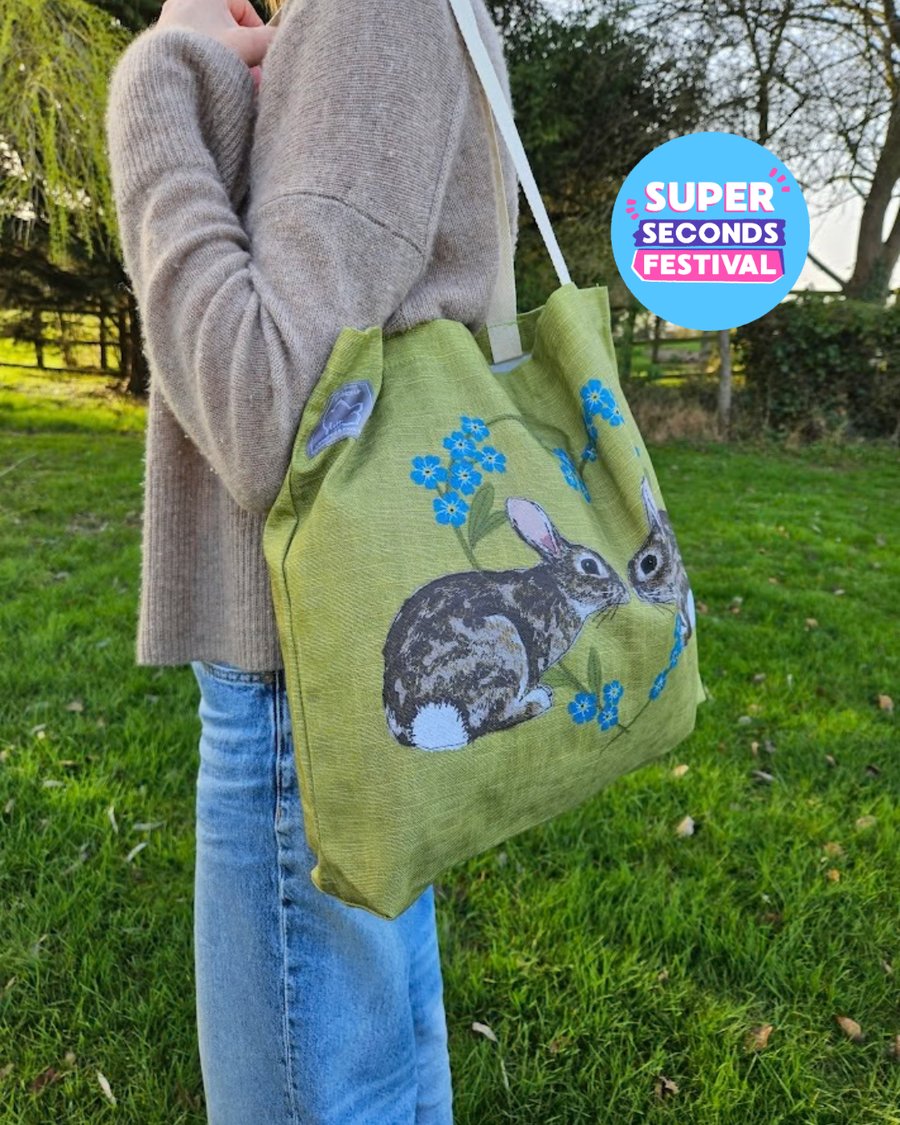  Rabbit printed cotton gusseted tote bag, Super Seconds Festival