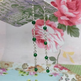 Super long Emerald drop earrings