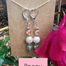 "Peony" sparkly beaded hook earrings (sterling silver hooks)