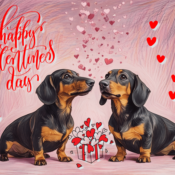 Happy Valentine's Day Sausage Dogs Greeting Card A5