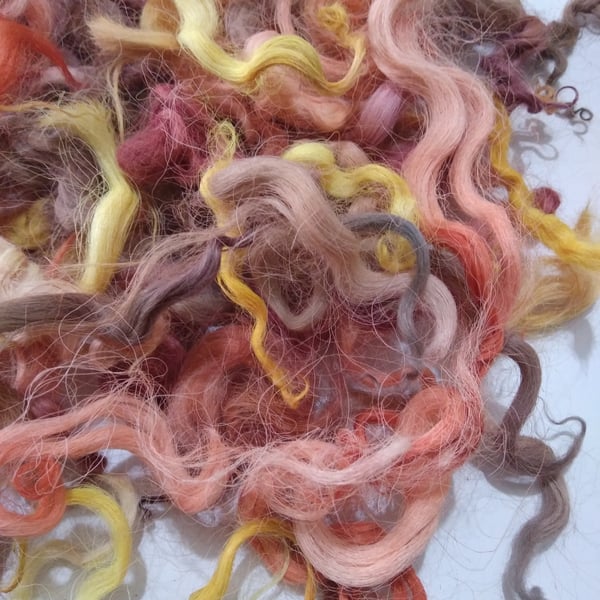 Truly Autumnal, autumn themed curly wool, 10g batch, needle felting, doll hair
