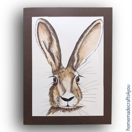 Hand Coloured Hare Card