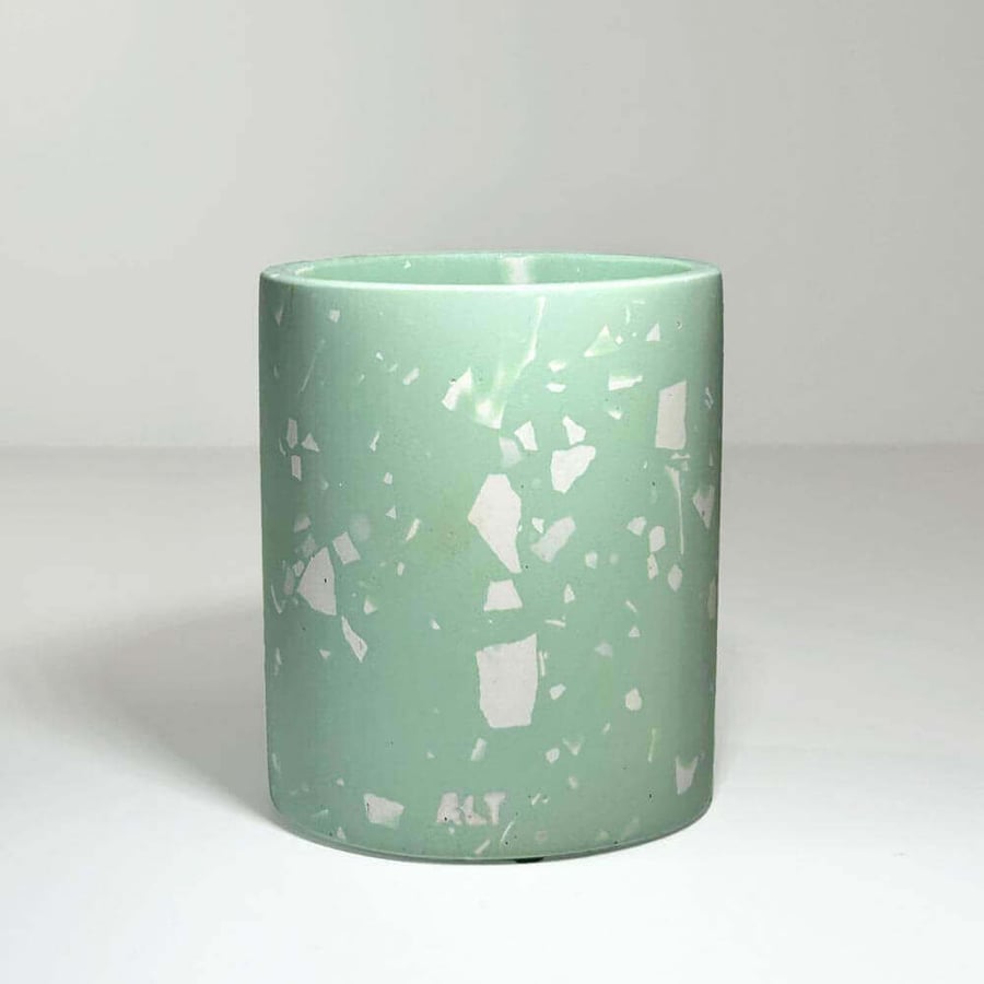Mint Green Terrazzo Pencil & Makeup Brush Holder, Concrete Desk Organiser, gift