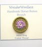 Purple Rose Flower Dorset Button Brooch or Pin, 3.5cm, Cotton Thread, Brass Ring - Image 1