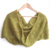 Green Mohair cowl , hand knitted lace scarf 