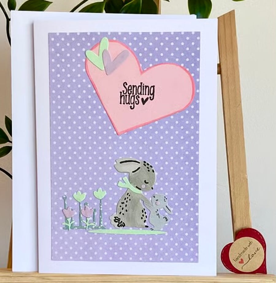 Card. Bunny hugs greetings card for him, her or child