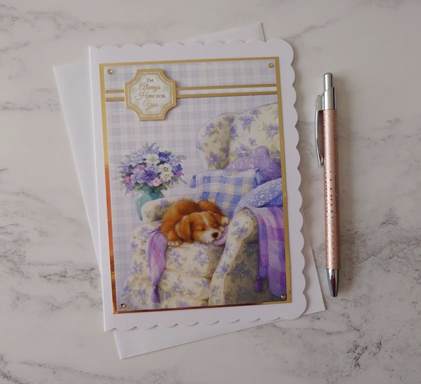 I'm Always Here For You Puppy Dog 3D Luxury Handmade Card