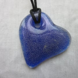 Handmade cast glass pendant - Heart of glass - Singing the blues 