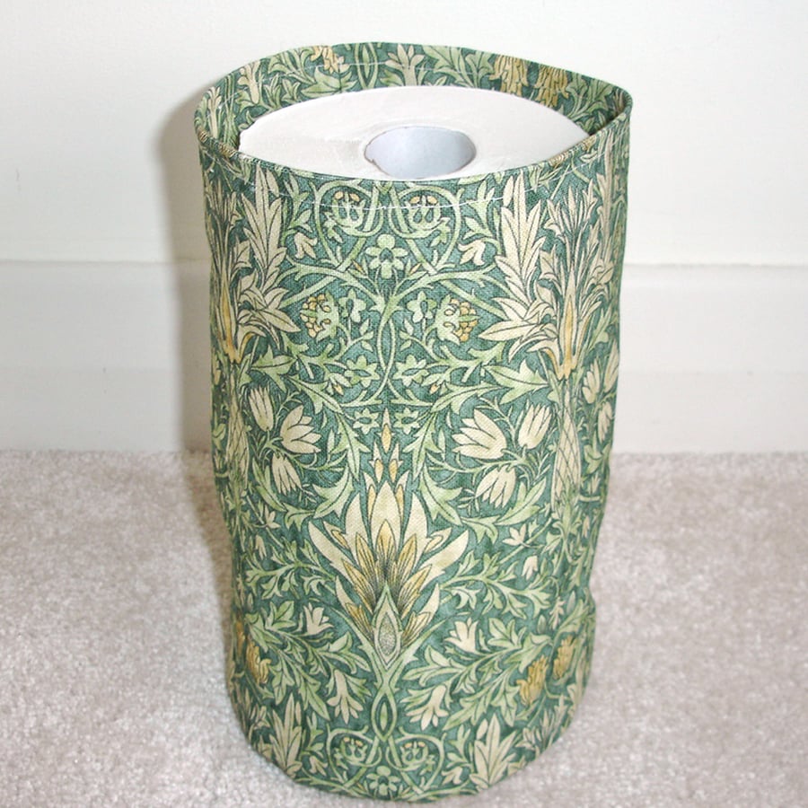 Toilet Roll Holder 2 Loo Rolls Storage Basket William Morris Snakeshead Green