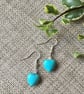 Turquoise Heart Earrings, with Swarovski crystal - Image 3