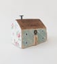 Handmade Painted Wooden Seaside Cottage with Teeny Stripy Shed