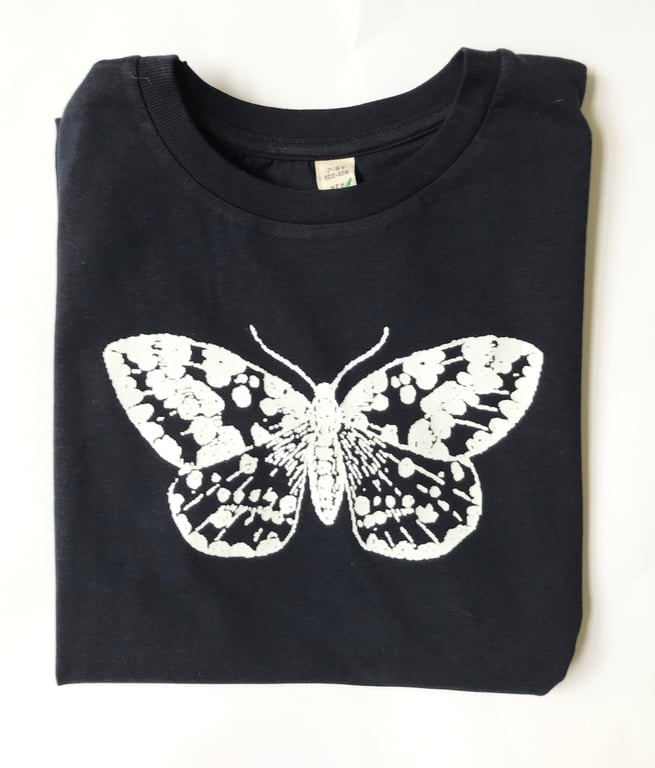 Moth kids navy blue organic cotton printed T shirt 7-8 yrs