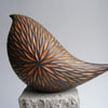 Raku glazed carved bird (D2)