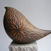 Raku glazed carved bird (D2)