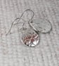 Earrings, Sterling Silver Flower Pattern Rustic Shape Droppers - Image 8