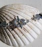 Frosted Clear Quartz & Black Hematite Gemstone Beaded Silver Heart Necklace - Image 7